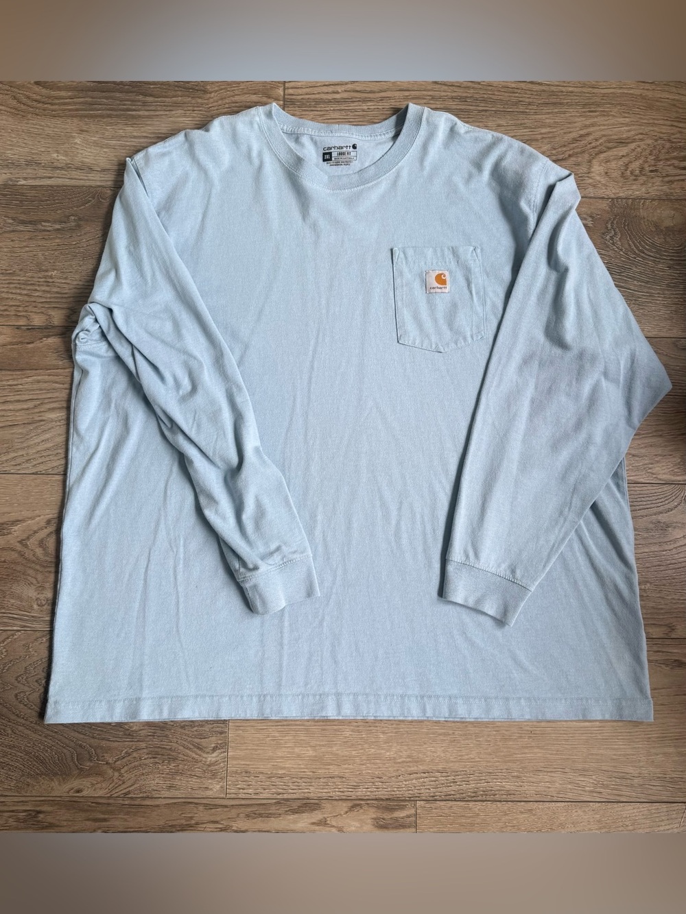 Carhartt Men’s 3XL Loose Fit Long Sleeve Pocket T-Shirt Light Blue